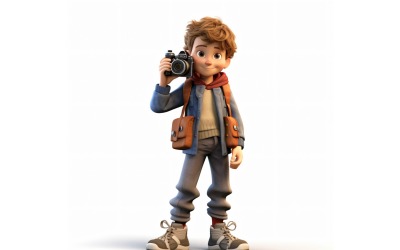 3D karakteres fiú fotós megfelelő környezettel 4