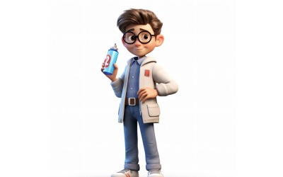 3D-персонаж-ребенок-мальчик-ученый с соответствующей средой 6