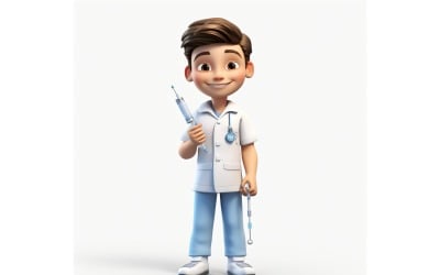 3D Pixar Character Child Boy Nurse met relevante omgeving 1