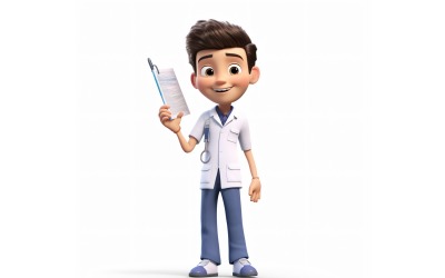 3D Pixar Character Child Boy Nurse met relevante omgeving 4