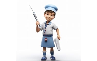 3D Pixar Character Child Boy Sjuksköterska med relevant miljö 5