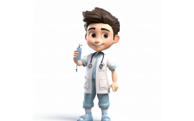 3D Pixar Character Child Boy Sjuksköterska med relevant miljö 6