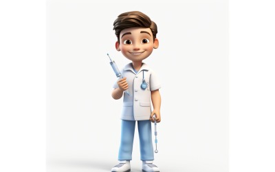 3D-Pixar-Charakter, Krankenschwester, Junge, mit relevanter Umgebung 1