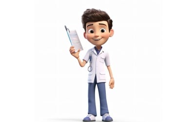 3D Pixar karakteres gyermek fiú ápolónő megfelelő környezettel 4