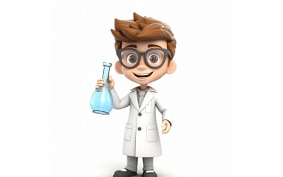 İlgili ortam 1 ile 3D Karakter Çocuk Erkek Bilim Adamı