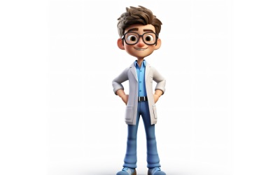 İlgili ortam 7 ile 3D Karakter Çocuk Erkek Bilim Adamı