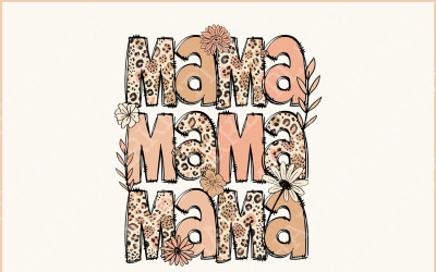 Leopard Mama Flower PNG, Retro &amp;amp; Boho Sublimation, Groovy Designs for Mother&#039;s Day, Floral