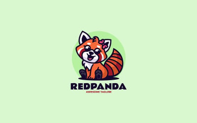 Logo de dessin animé de mascotte de panda rouge mignon