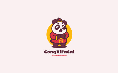 Logotipo de dibujos animados de la mascota Panda Gong Xi Fa Cai