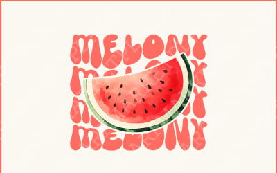 Melón Sandía PNG, Descarga de diseño de sublimación de verano, Gráficos Melony Summer Vibes