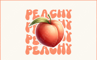 Peachy PNG, Retro Sublimation, Peach Clipart Designs, Mom Life Summer Trends, Fruit Screen Print