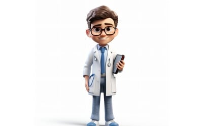 Personaggio 3D Bambino Ragazzo Dottore con ambiente pertinente 4