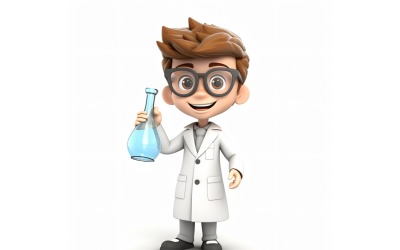 Personaggio 3D Bambino Scienziato con ambiente pertinente 1