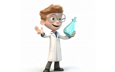 Personaje 3D Niño Niño Científico con entorno relevante 2