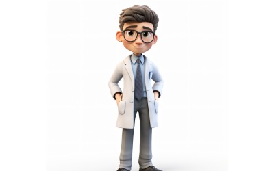 Personnage 3D Enfant Garçon Docteur avec environnement pertinent 2