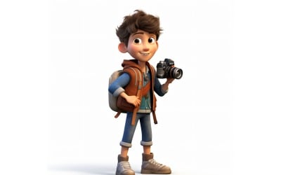 Photographe de garçon de personnage 3D avec environnement pertinent 2