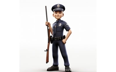 Officier de police de personnage 3D avec environnement pertinent 3