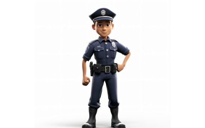 3D-karaktär pojkepolis med relevant miljö 4