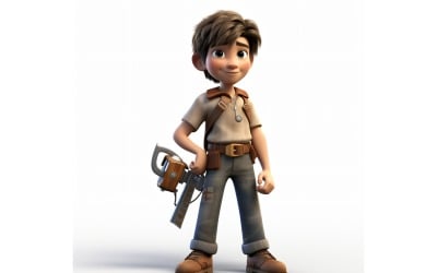 3D Character Child Boy Carpenter with relevant environment 4