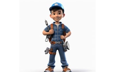 3D Character Child Boy Electrician with relevant environment 2