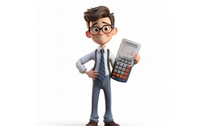 3D Karakter Kind Jongen Accountant met relevante omgeving 3