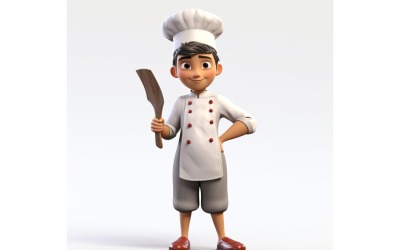 3D Pixar-personage Kindjongen Chef-kok met relevante omgeving 1