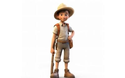 3D Pixar Character Child Boy met relevante omgeving 27