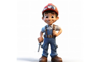 3D Pixar Character Child Boy met relevante omgeving 33