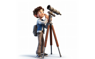 3D Pixar Character Child Boy met relevante omgeving 39