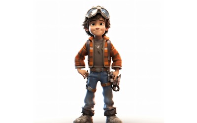 3D Pixar Character Child Boy met relevante omgeving 51