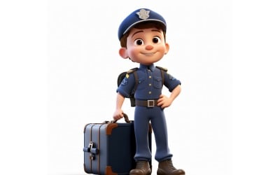 3D Pixar Character Child Boy Pilot med relevant miljö 2