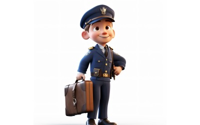 3D Pixar Character Child Boy Pilot with relevant environment 4