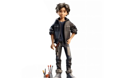 3D pixar Character Child Boy s příslušným prostředím 22