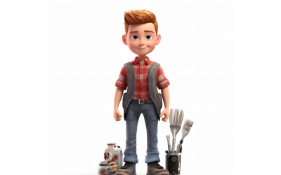 3D pixar Character Child Boy s příslušným prostředím 52