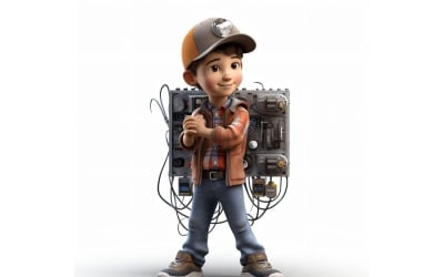 3D pixar Character Child Boy with relevant environment 1