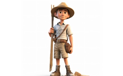 3D-Pixar-Charakter, Kind, Junge mit relevanter Umgebung 11