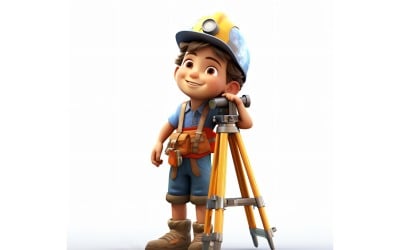 3D-Pixar-Charakter Kind Junge mit relevanter Umgebung 58