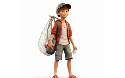 3D Pixar-personage Kindjongen met relevante omgeving 14