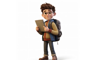 3D Pixar-personage Kindjongen met relevante omgeving 16