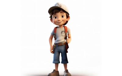 3D-pixarkaraktär Barnpojke med relevant miljö 9