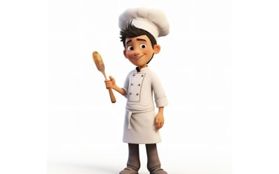 3D postava Pixar Child Boy Chef s příslušným prostředím 3