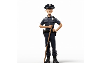 Officier de police garçon personnage 3D avec environnement pertinent 1