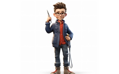 Personaggio bambino 3D pixar con ambiente pertinente 31