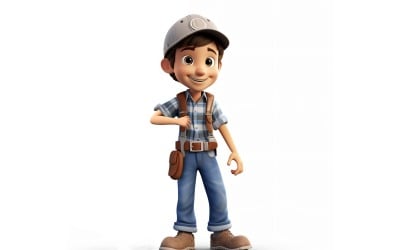 Personaggio pixar 3D Bambino Ragazzo con ambiente pertinente 17