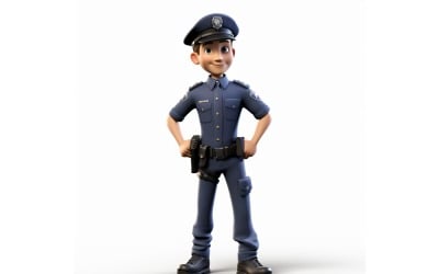 Policjant-chłopiec z postacią 3D w odpowiednim środowisku 2