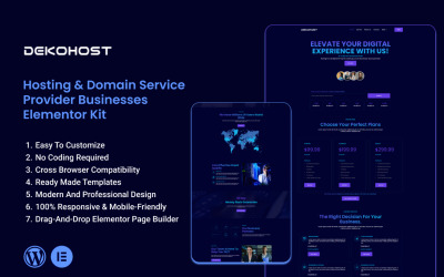 Dekohost – Elementor-Vorlagenkit für Anbieter von Hosting- und Domänendiensten