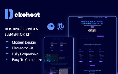 Dekohost - Modèle de site Web de fournisseur de services d&amp;#39;hébergement - Elementor Kit