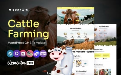 Dojná kráva – víceúčelové téma WordPress Elementor Chov skotu a mléčné výrobky