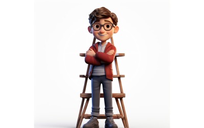 3D Pixar Character Child Boy met relevante omgeving 77