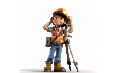 3D Pixar Character Child Boy met relevante omgeving 80